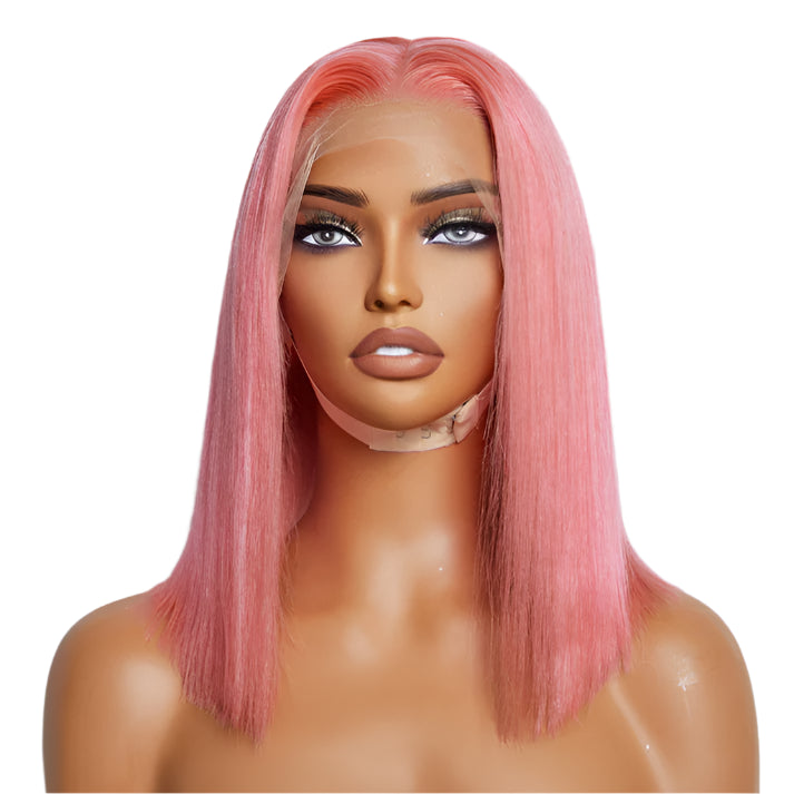 Pink Straight Bob Lace Frontal Wigs