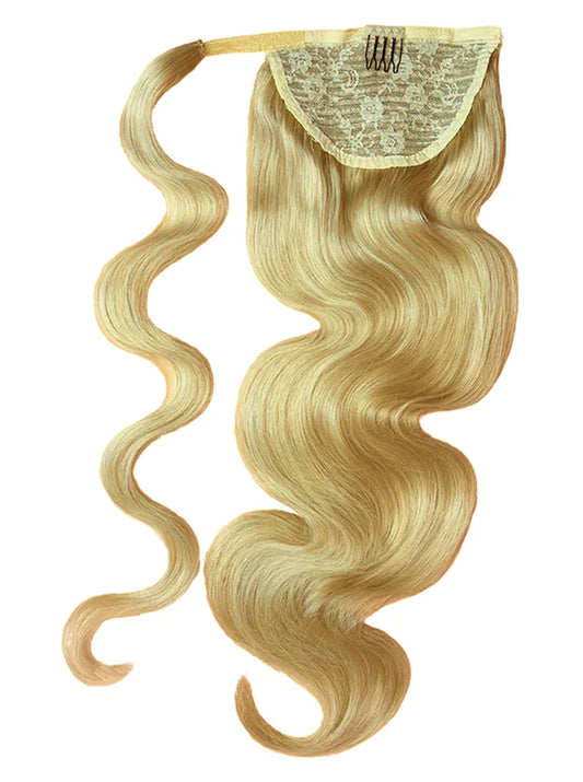 BLONDE BODY WAVE WRAP PONYTAIL HAIR EXTENSIONS