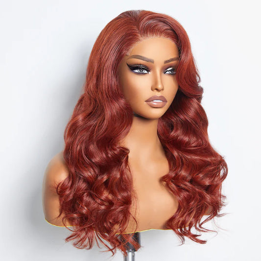 Red Brown Lace Closure Wig