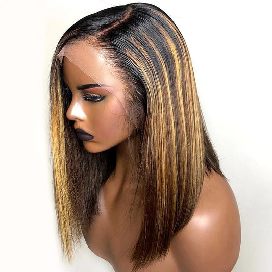 BLONDE HIGHLIGHT LACE FRONTAL BOB WIGS
